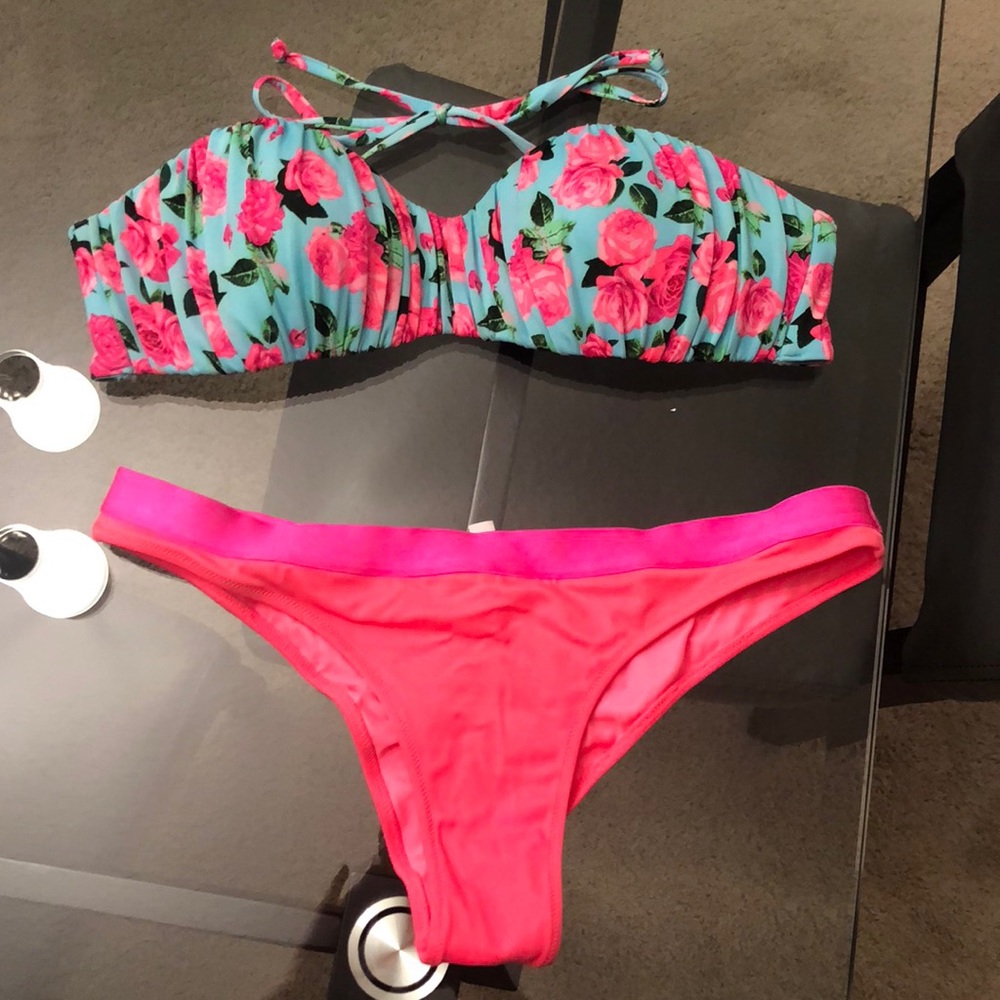 Pink flowered bikini